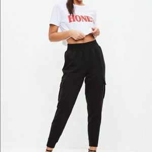 Missguided Petite Premium Loop Black Cargo Jogger